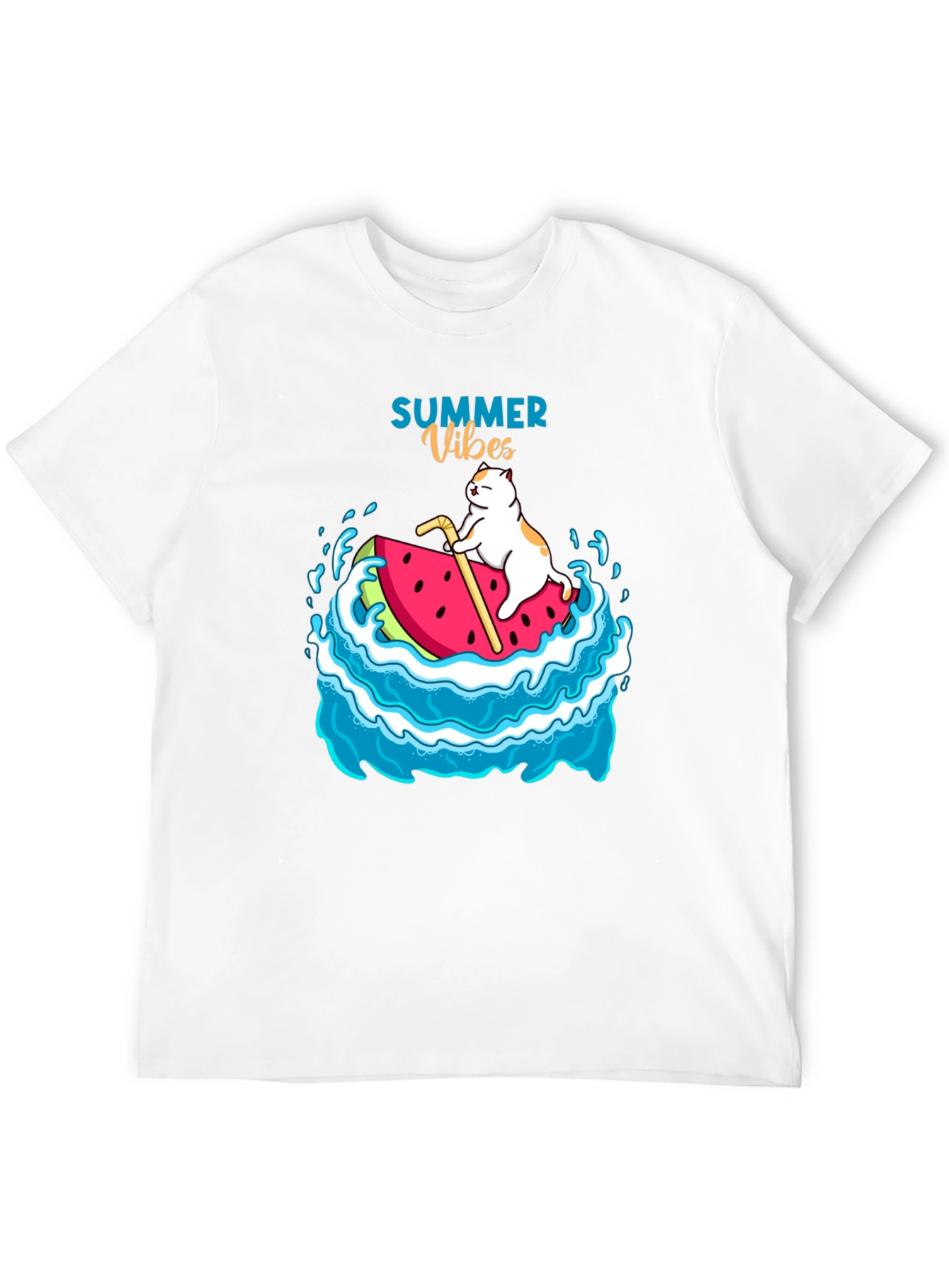 Summer Vibes Cat Watermelon T-Shirt