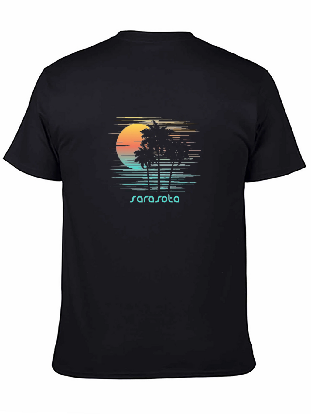 Sarasota Palm Tree Sunset Black T-Shirt