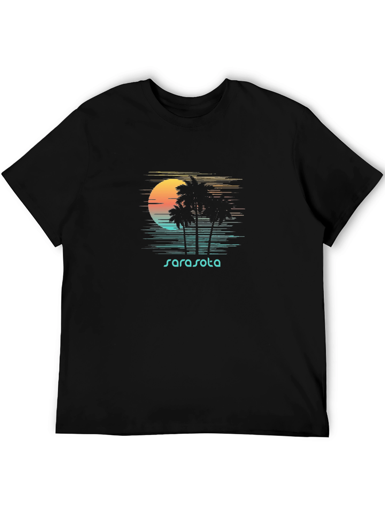 Sarasota Palm Tree Sunset Black T-Shirt