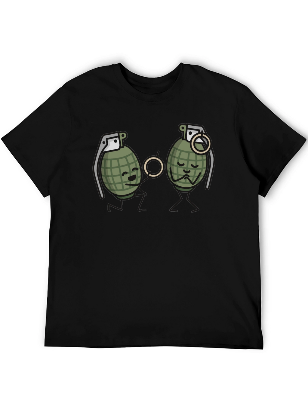 Humorous Grenade Romance Black T-Shirt