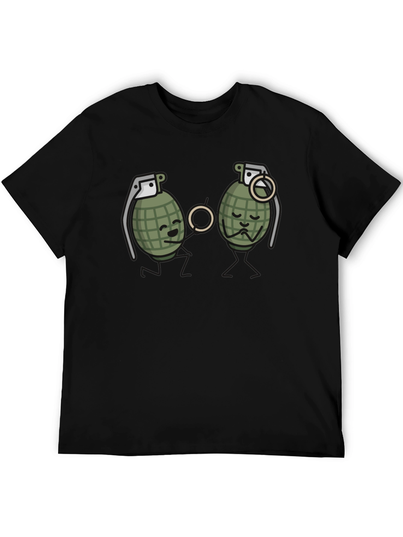 Humorous Grenade Romance Black T-Shirt