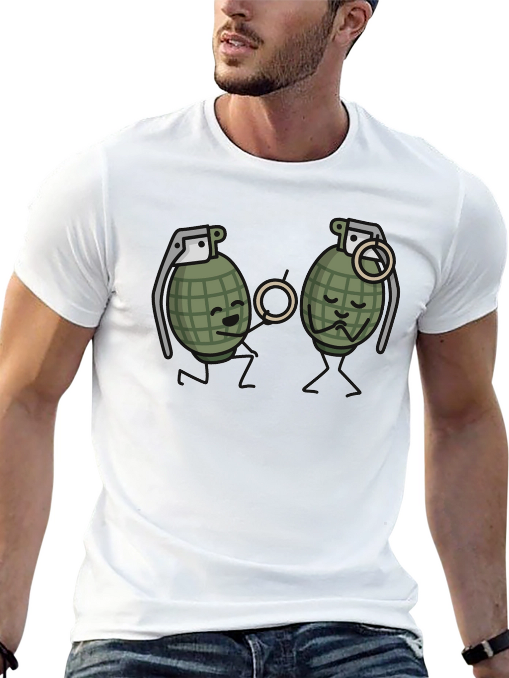 Humorous Grenade Romance Black T-Shirt