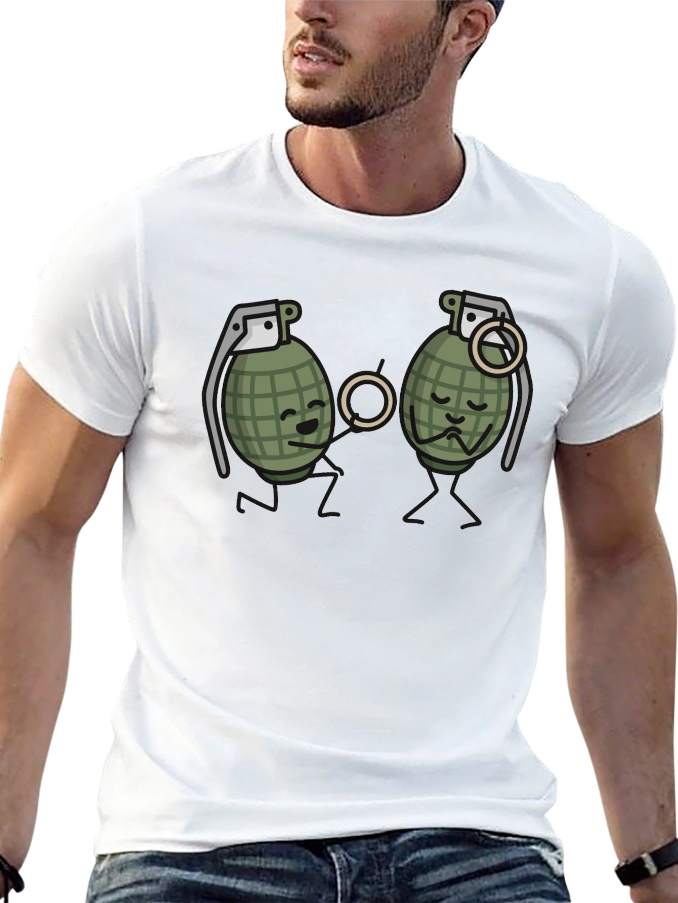 Humorous Grenade Romance Black T-Shirt