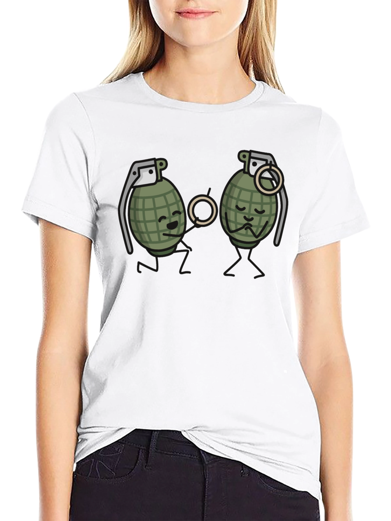 Humorous Grenade Romance Black T-Shirt