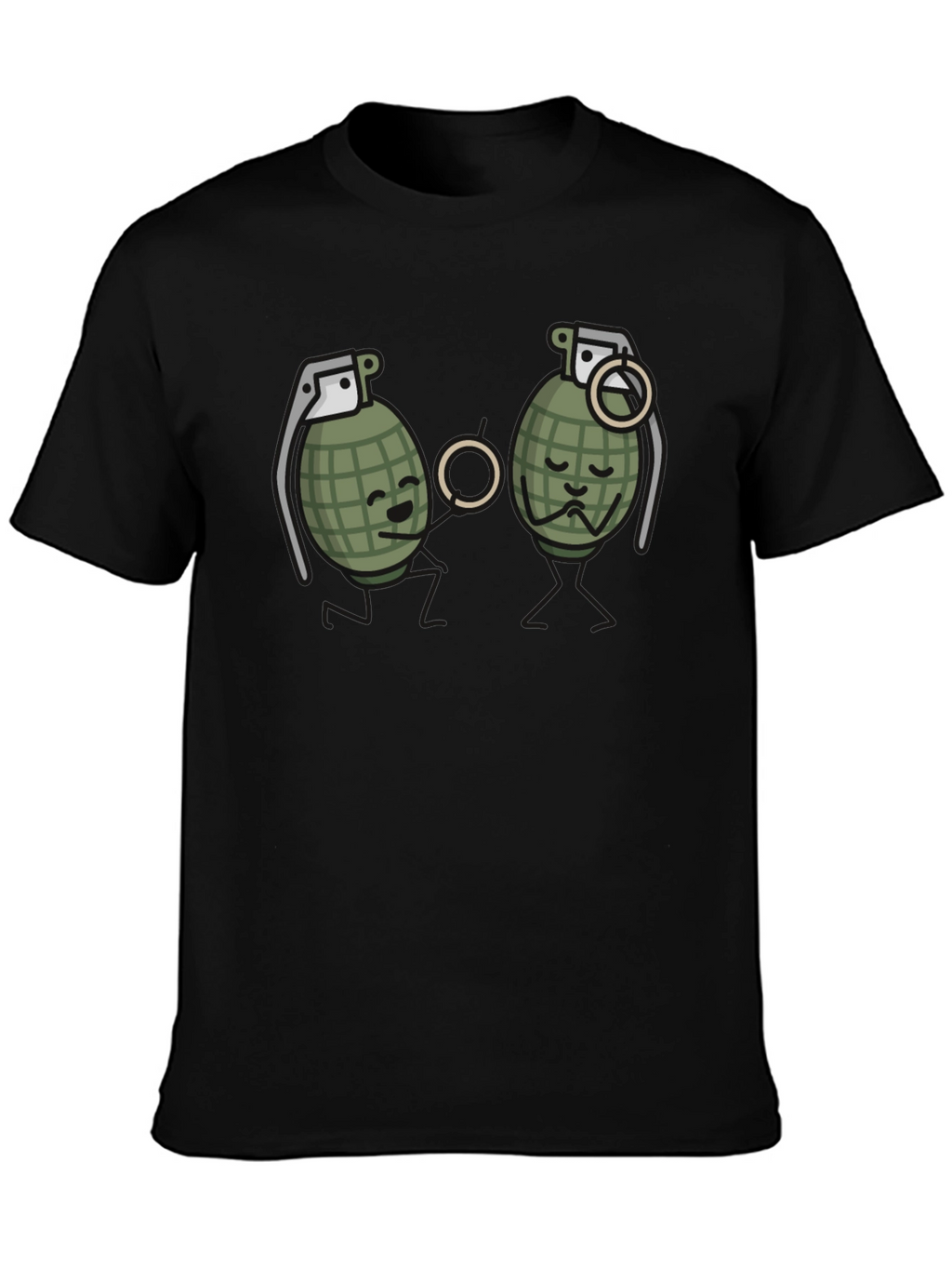 Humorous Grenade Romance Black T-Shirt