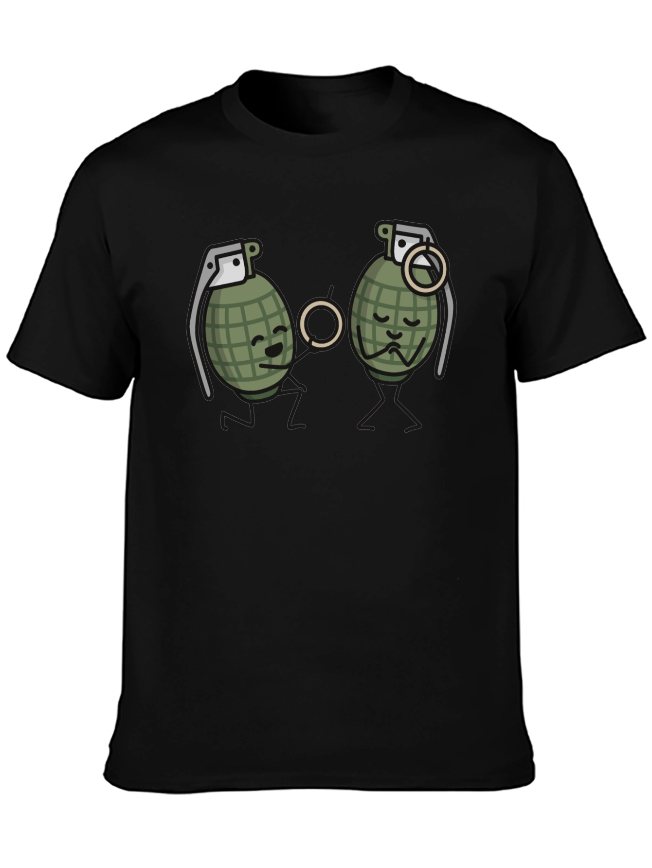 Humorous Grenade Romance Black T-Shirt