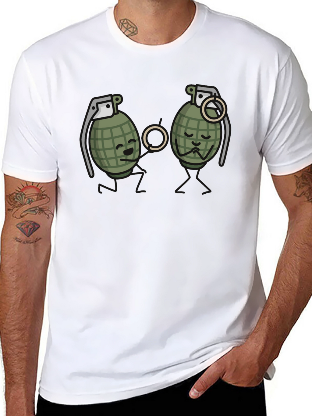 Humorous Grenade Romance Black T-Shirt