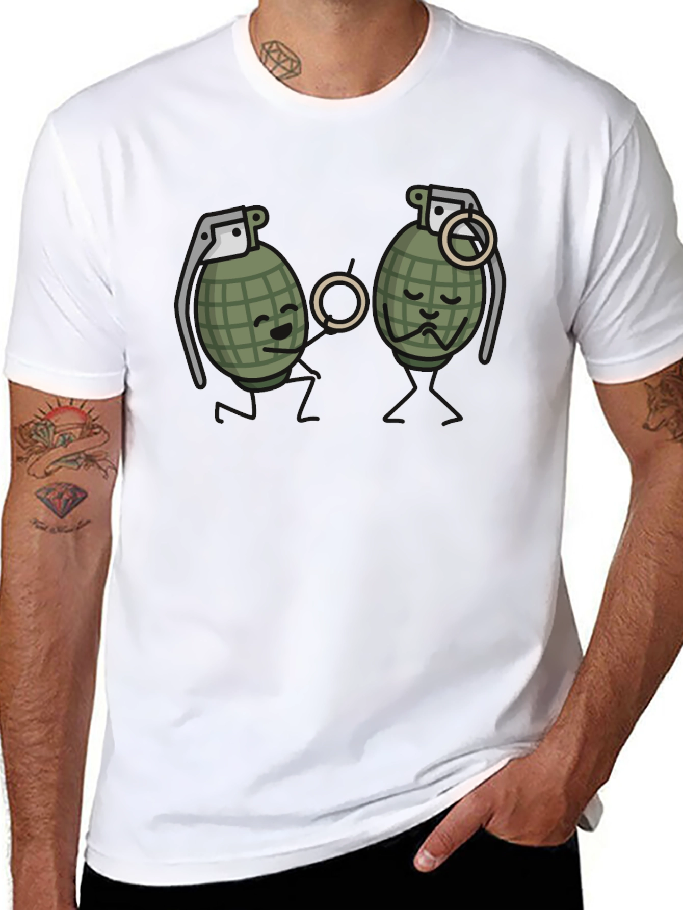 Humorous Grenade Romance Black T-Shirt