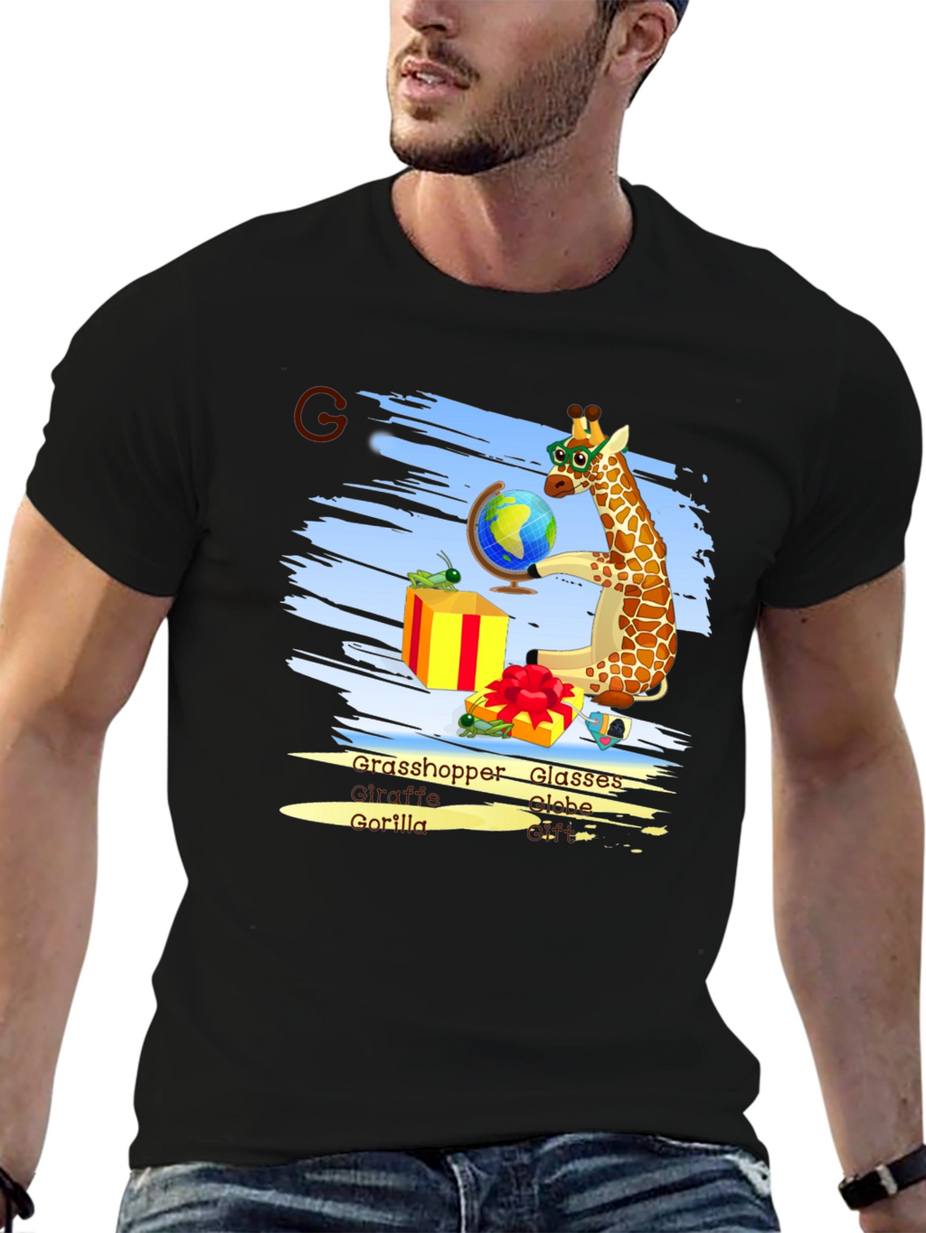 Giraffe Globe Glasses Graphic Tee