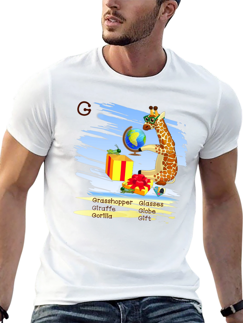 Giraffe Globe Glasses Graphic Tee
