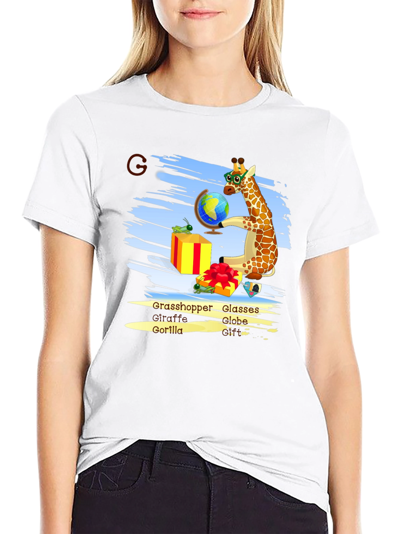 Giraffe Globe Glasses Graphic Tee