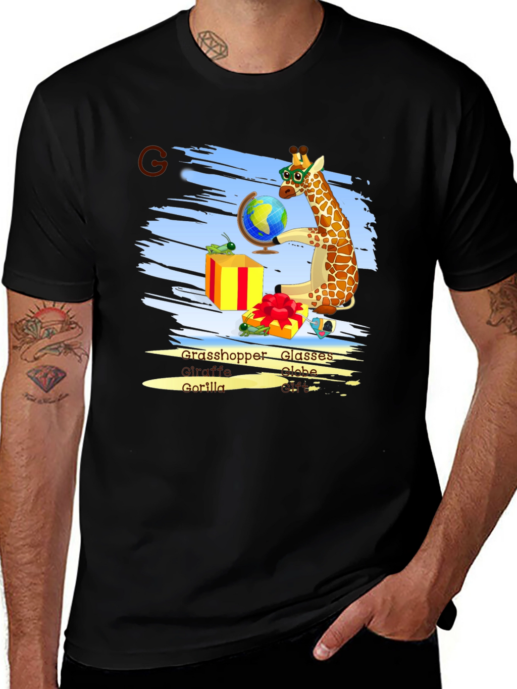 Giraffe Globe Glasses Graphic Tee