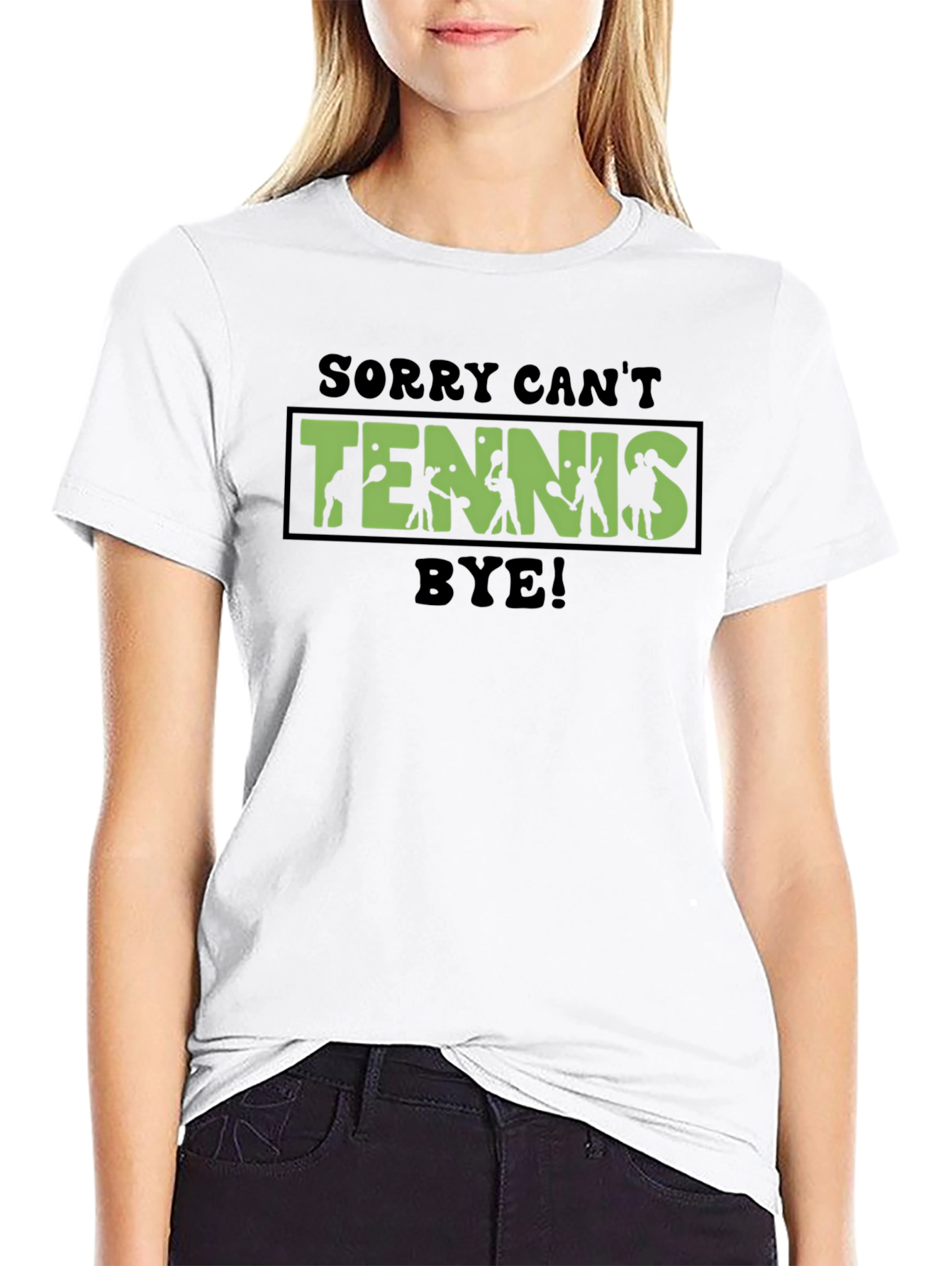 Sorry Cant Tennis Bye Black T-Shirt