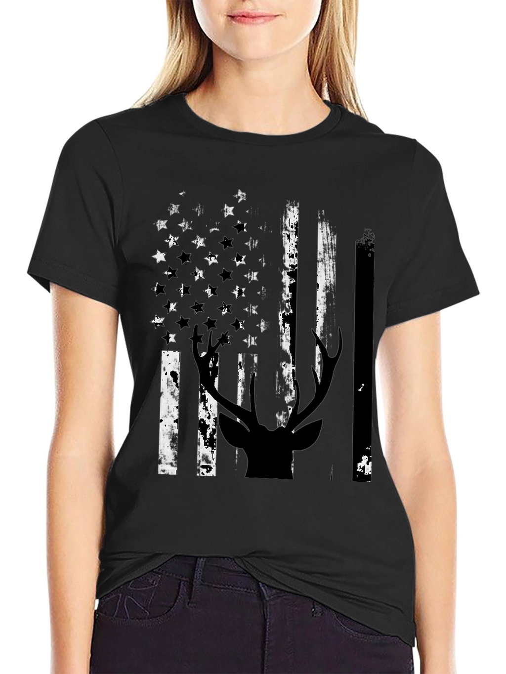 American Flag Deer Silhouette Graphic Tee