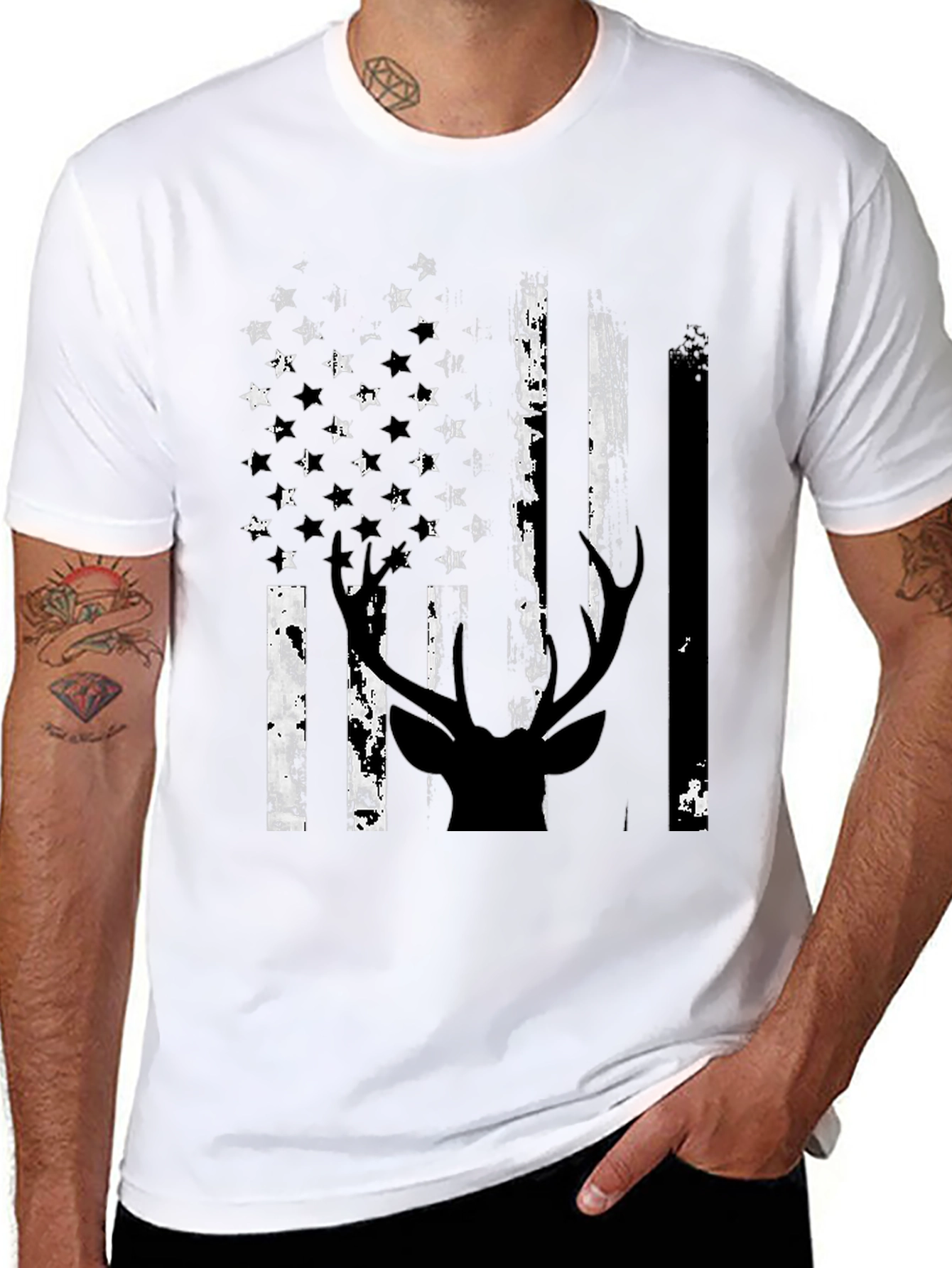 American Flag Deer Silhouette Graphic Tee