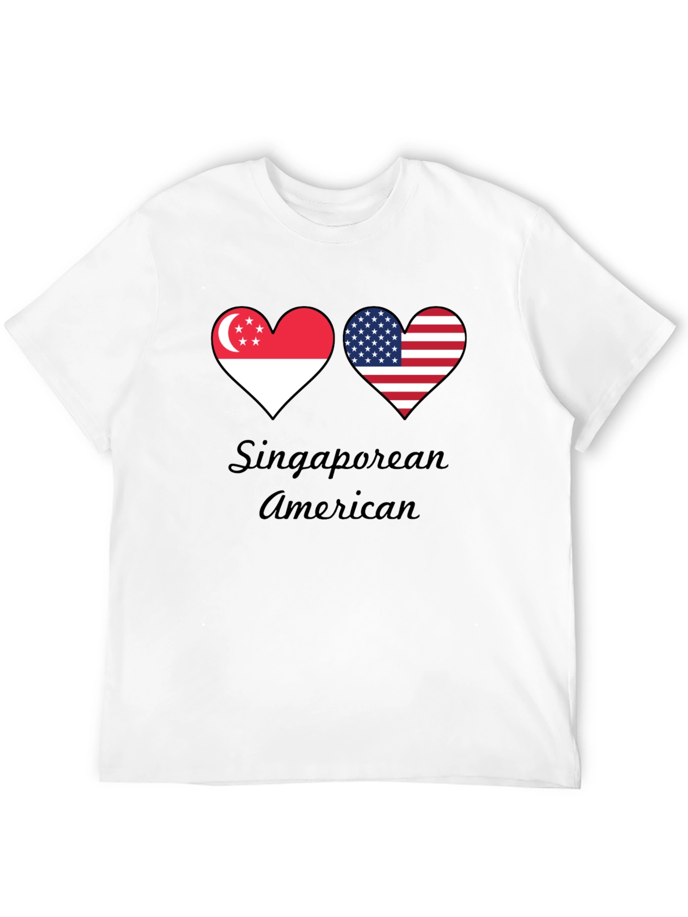 Singaporean American Flag Heart T-Shirt