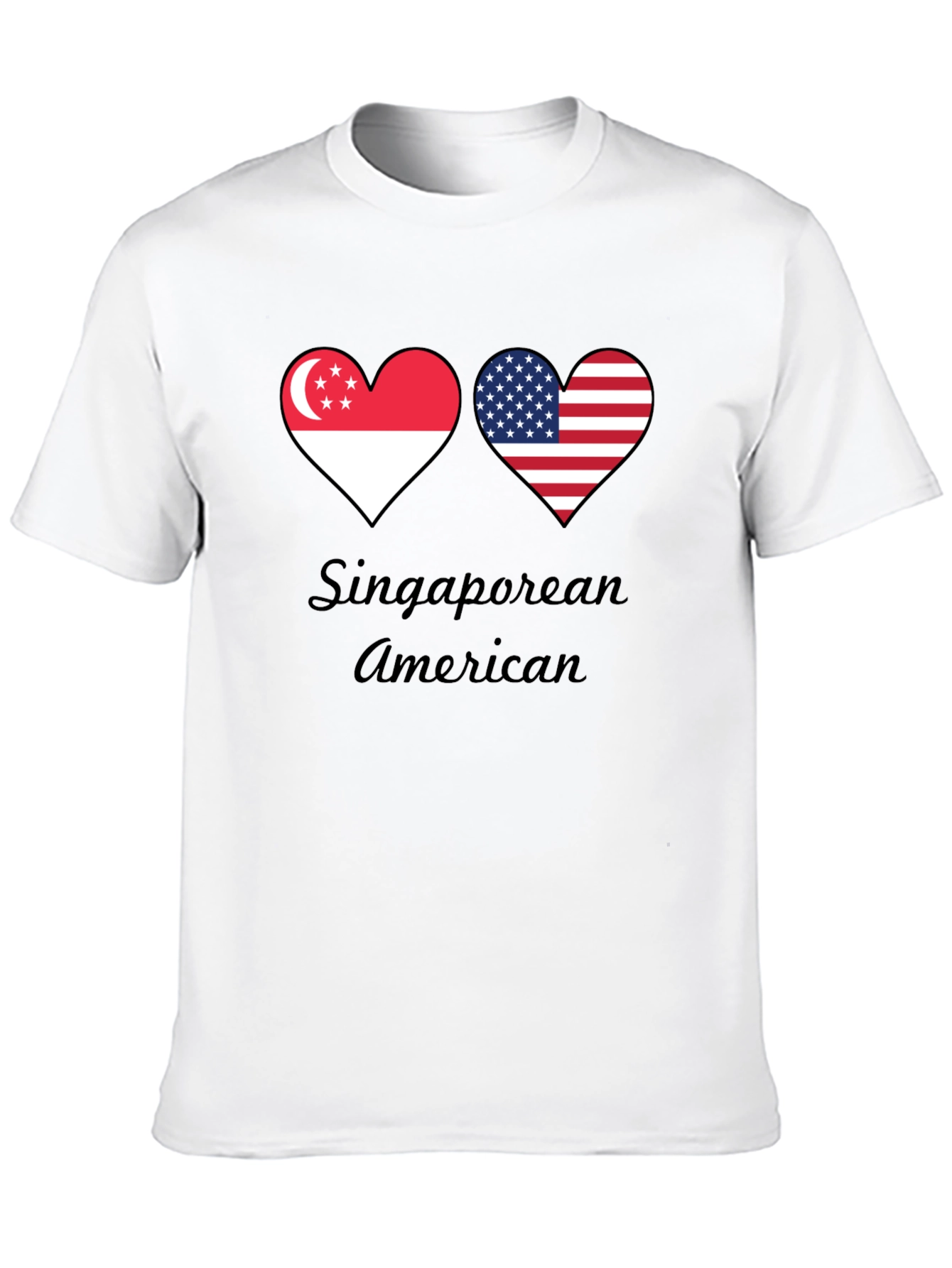 Singaporean American Flag Heart T-Shirt