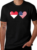 Singaporean American Flag Heart T-Shirt