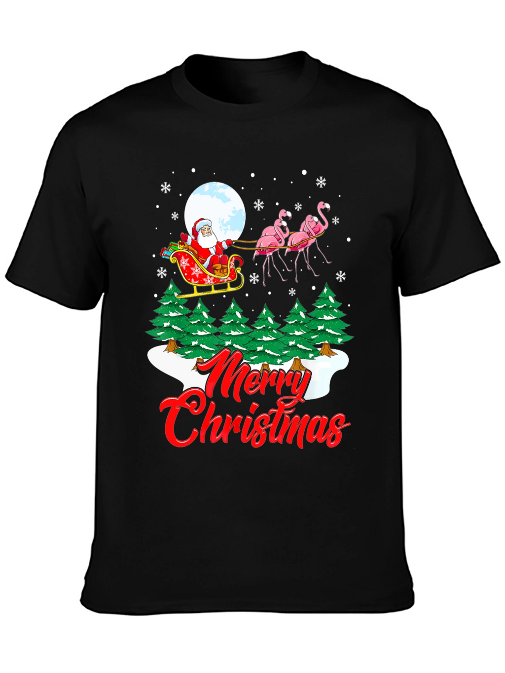 Festive Flamingo Santa Christmas T-Shirt