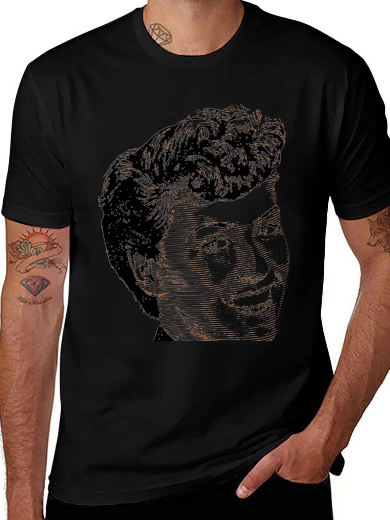Retro Portrait Black T-Shirt