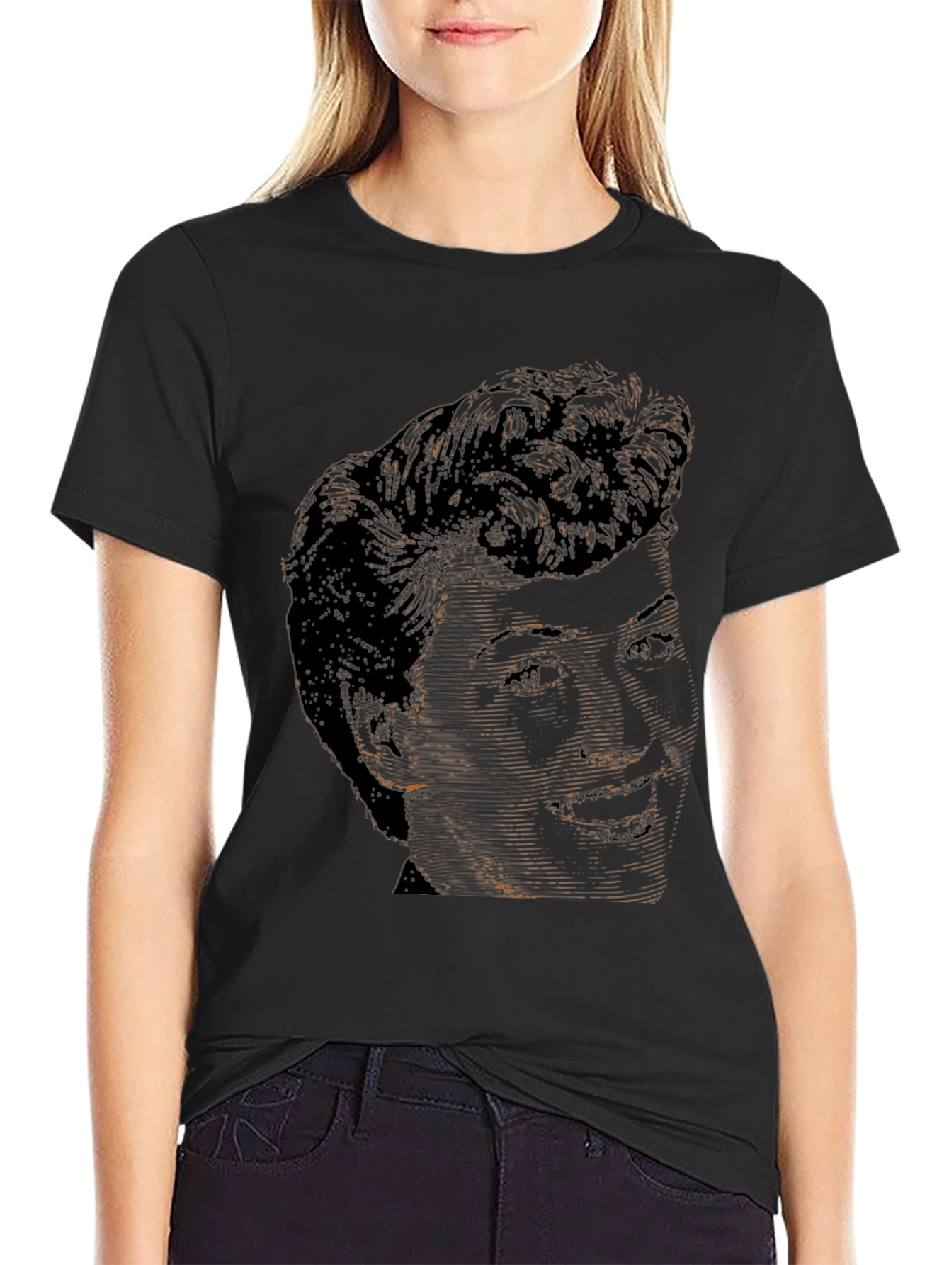 Retro Portrait Black T-Shirt