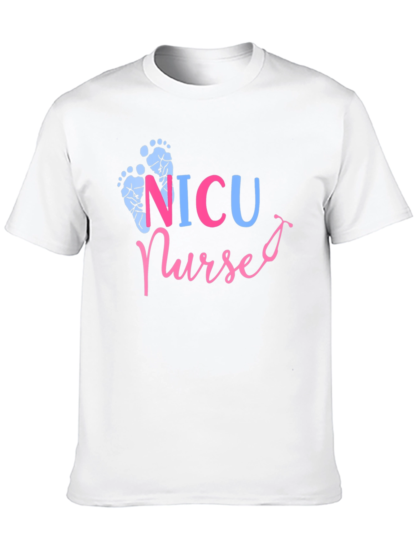 NICU Nurse T-Shirt - Cute Footprint Design