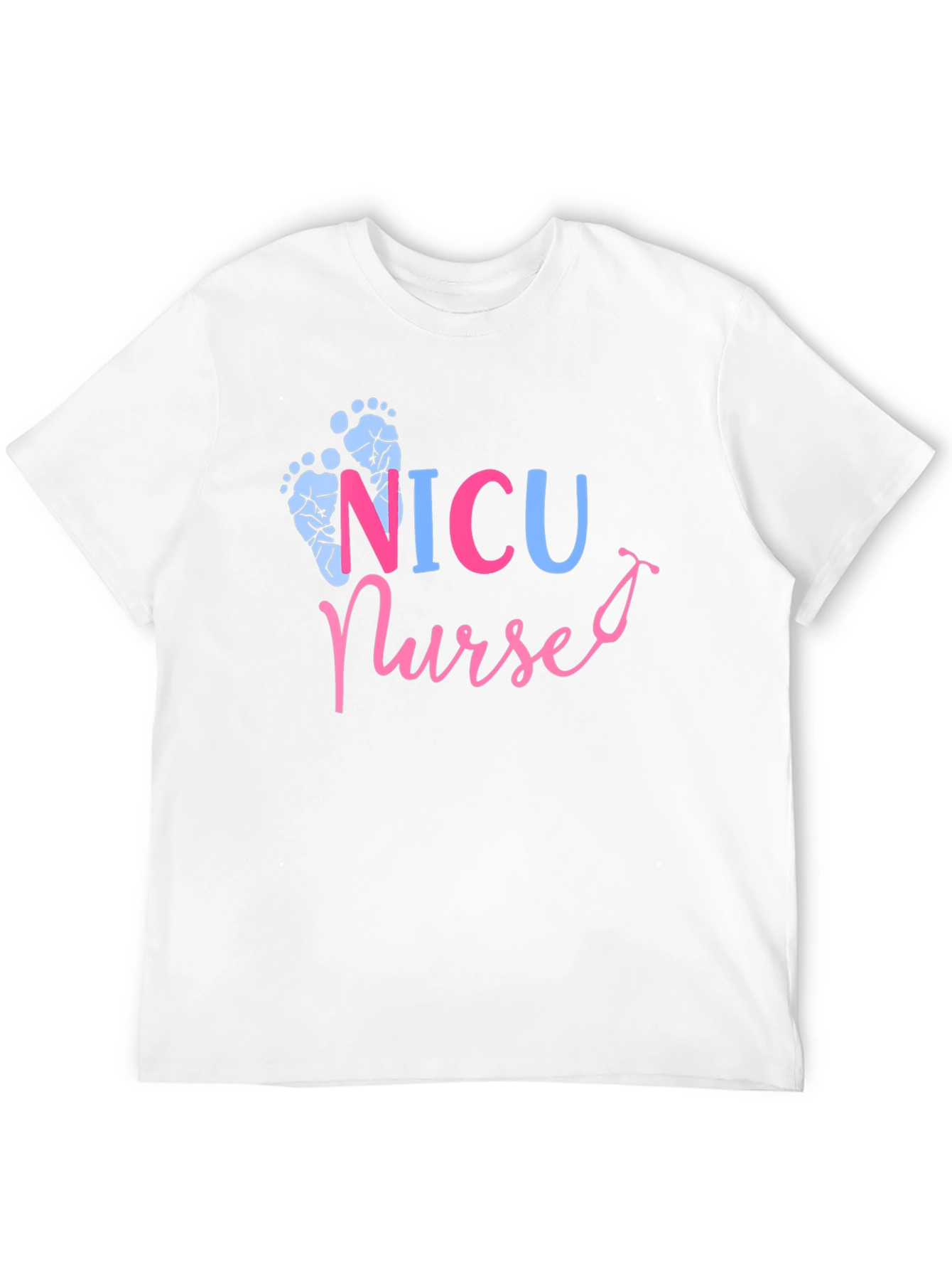 NICU Nurse T-Shirt - Cute Footprint Design
