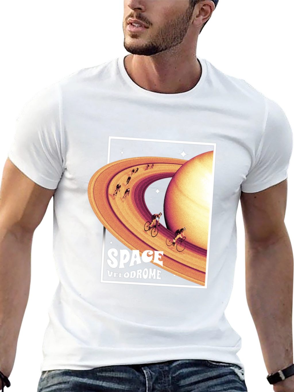 Space Velodrome Graphic T-Shirt - Saturn Cycling Tee