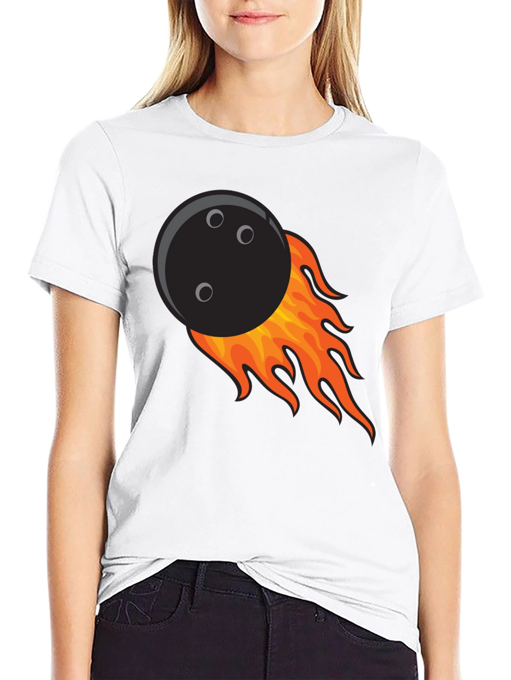 Flaming Bowling Ball Graphic Tee - Cool Strike!