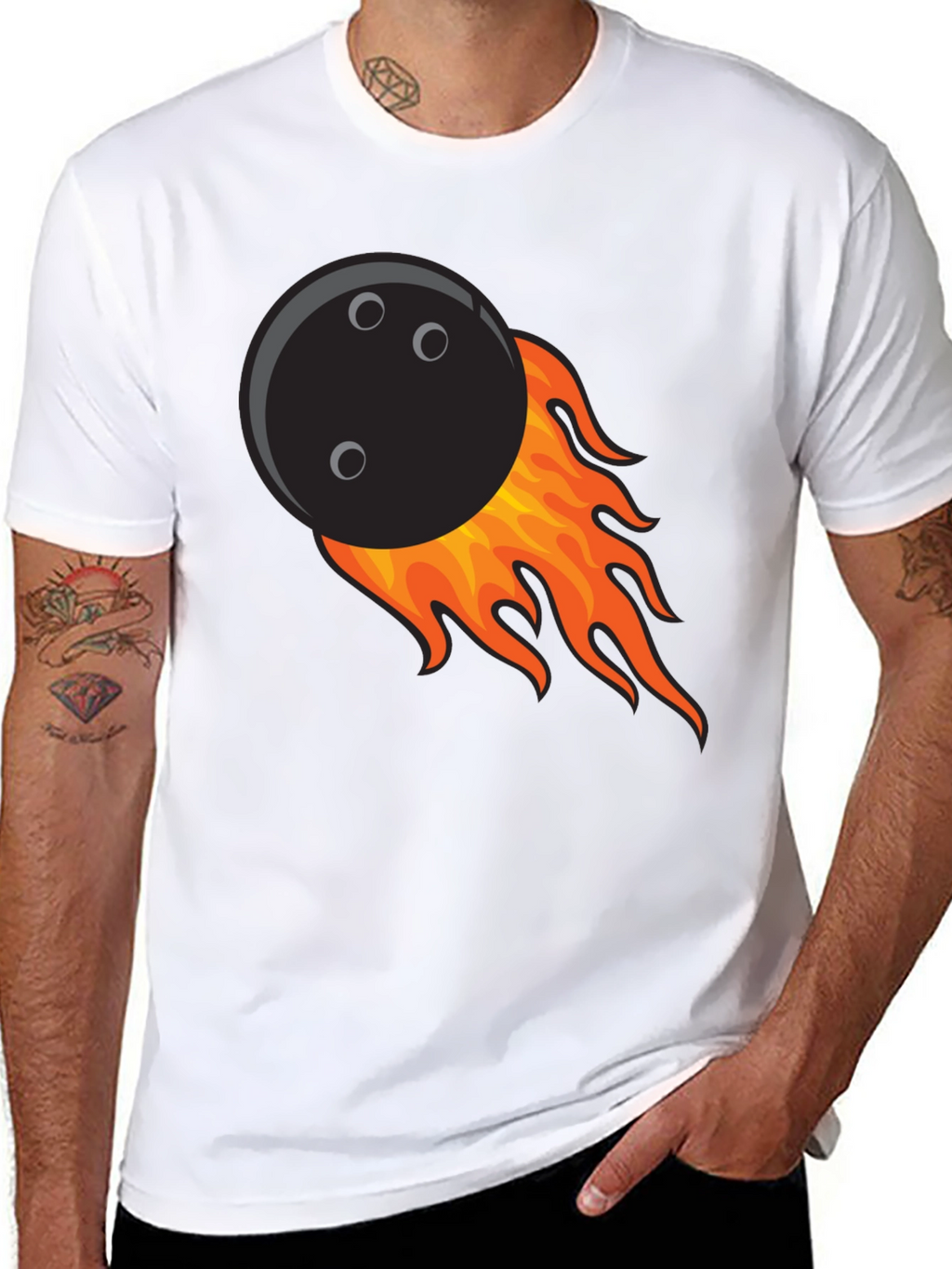 Flaming Bowling Ball Graphic Tee - Cool Strike!