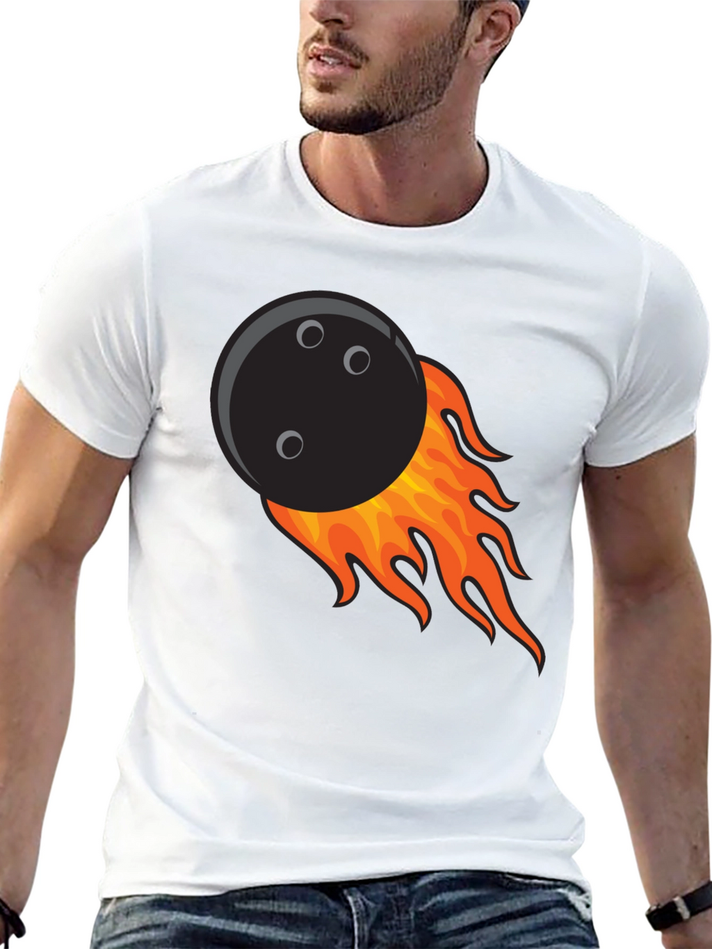 Flaming Bowling Ball Graphic Tee - Cool Strike!
