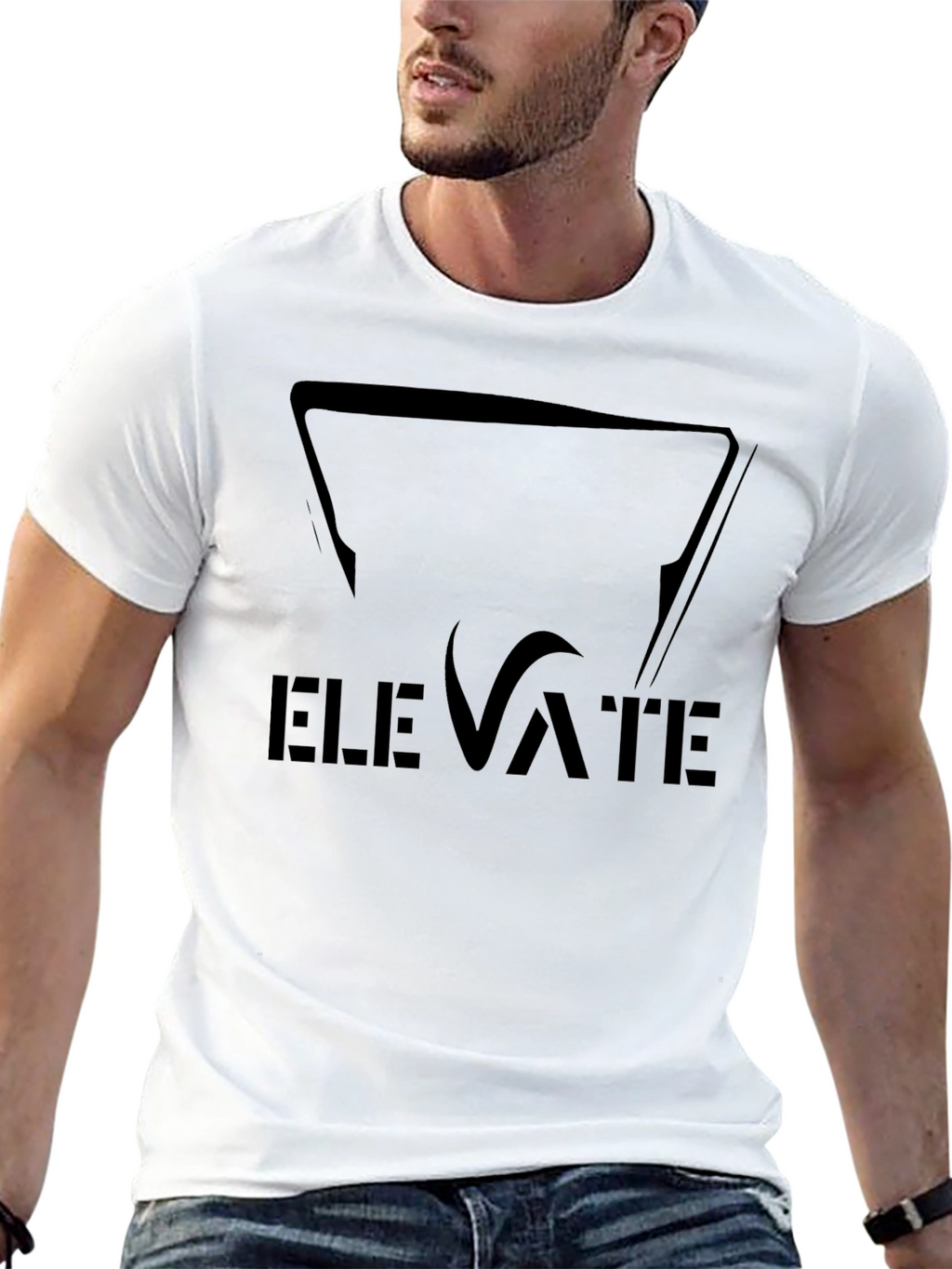 Elevate Black Graphic Tee - Stylish Mens T-Shirt