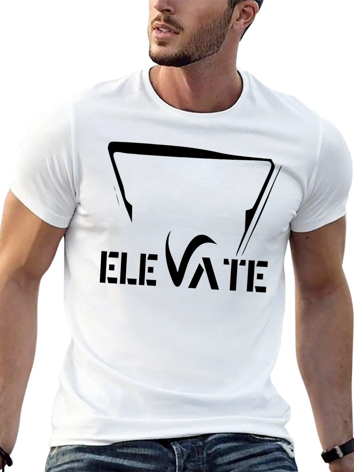 Elevate Black Graphic Tee - Stylish Mens T-Shirt