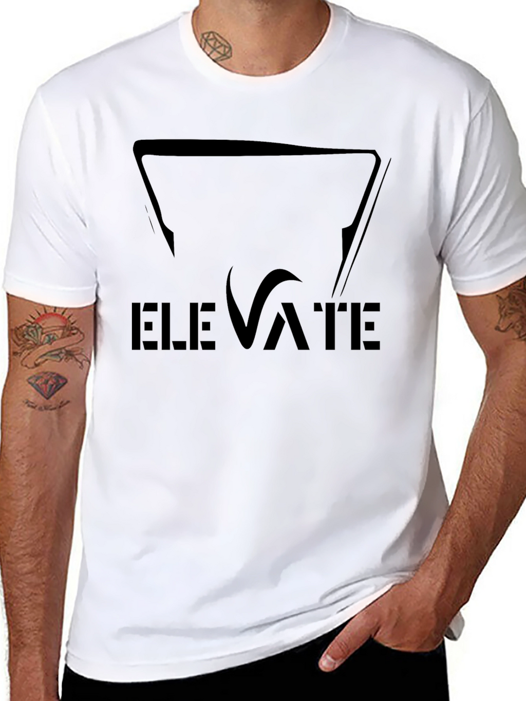 Elevate Black Graphic Tee - Stylish Mens T-Shirt
