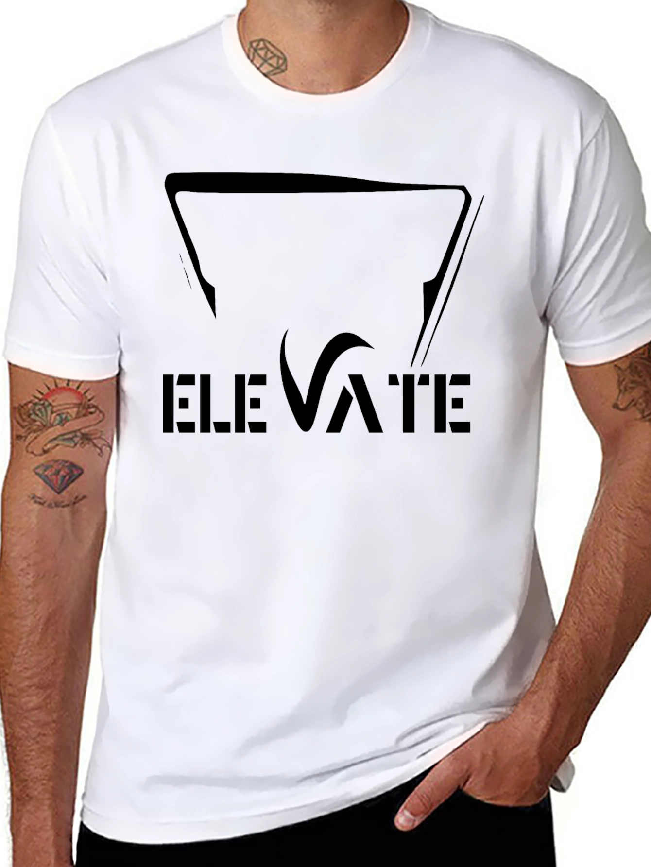 Elevate Black Graphic Tee - Stylish Mens T-Shirt