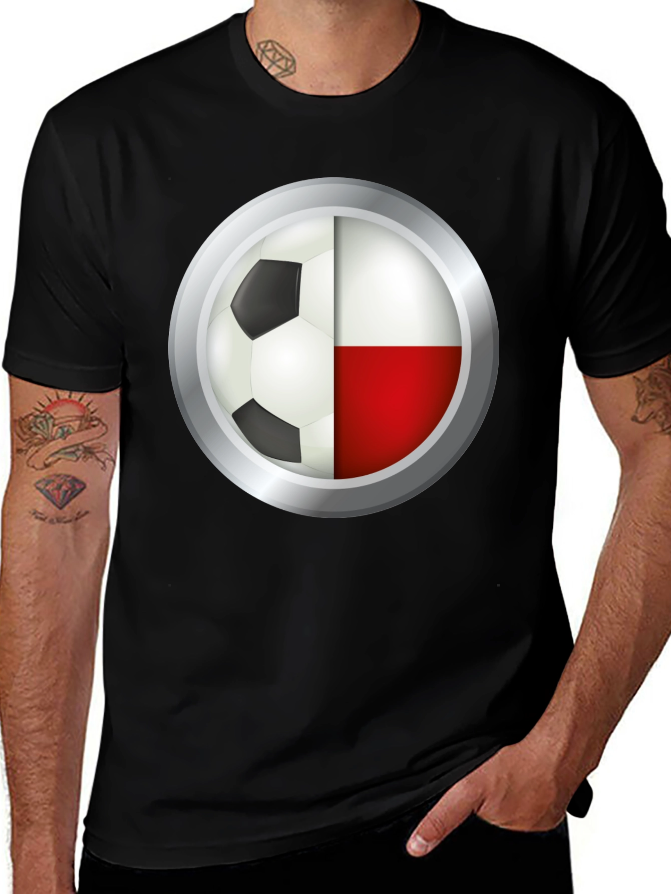 Poland Soccer Ball T-Shirt - Polish Flag Football Tee