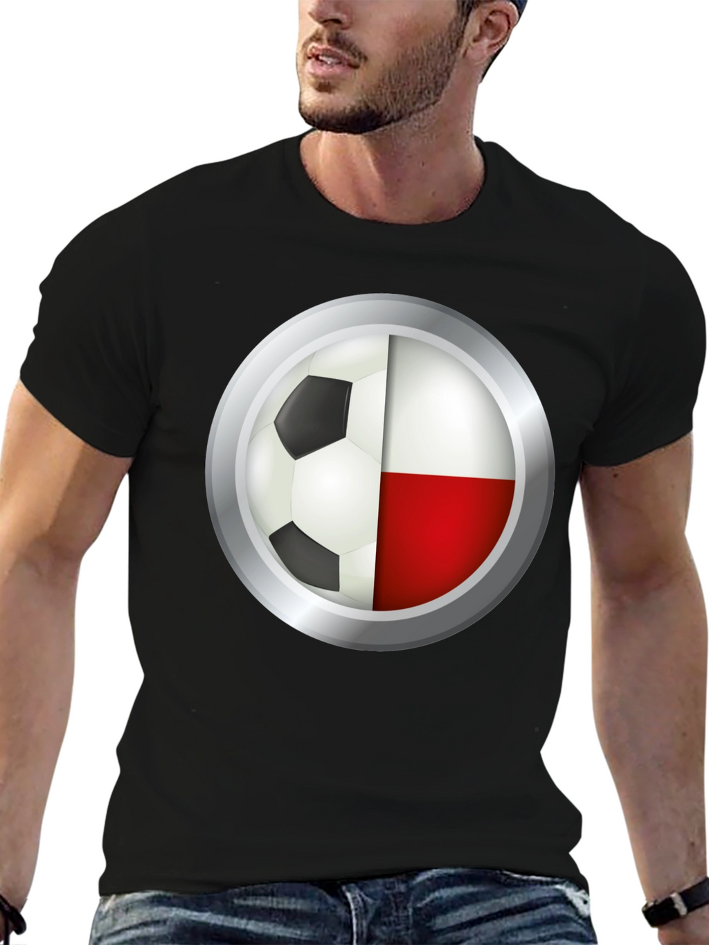 Poland Soccer Ball T-Shirt - Polish Flag Football Tee