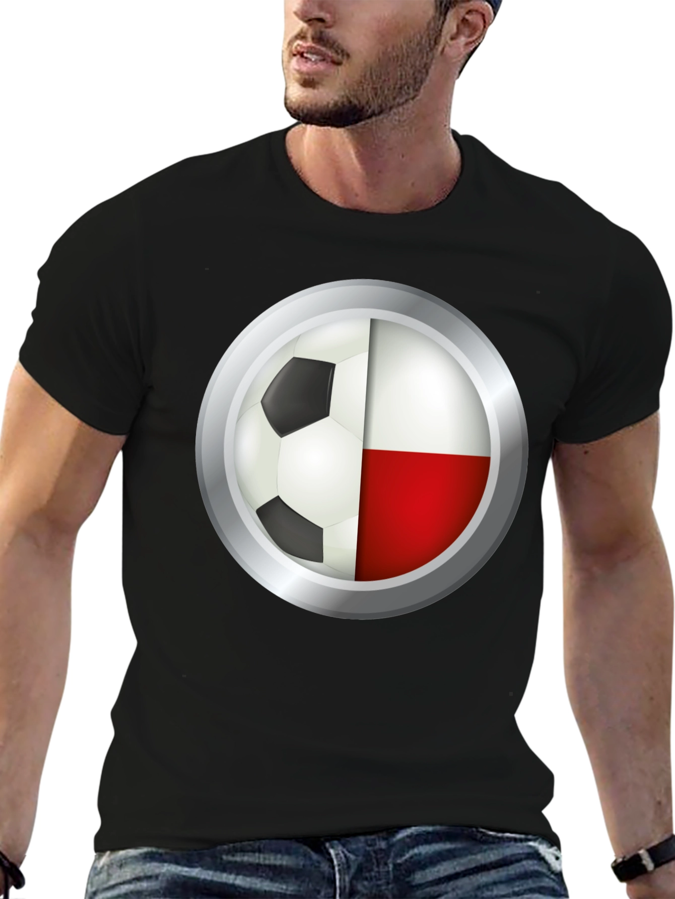 Poland Soccer Ball T-Shirt - Polish Flag Football Tee