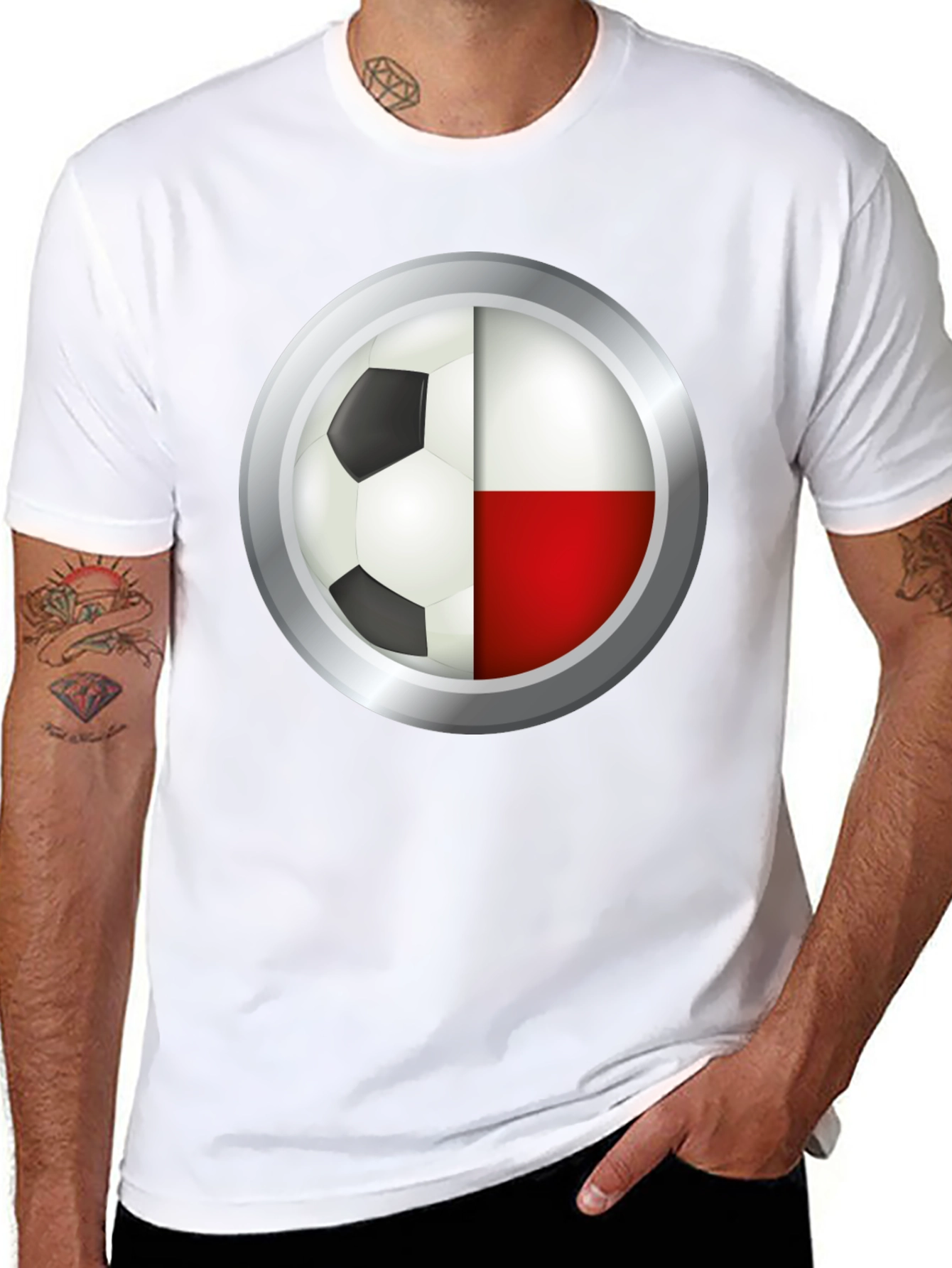 Poland Soccer Ball T-Shirt - Polish Flag Football Tee