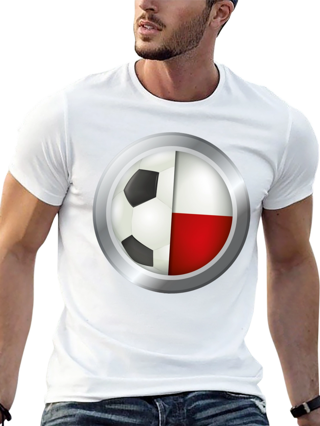 Poland Soccer Ball T-Shirt - Polish Flag Football Tee