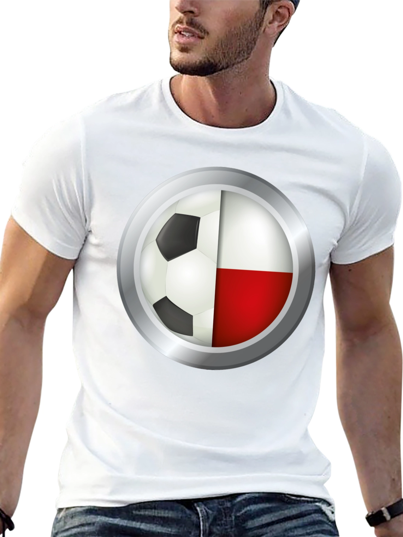 Poland Soccer Ball T-Shirt - Polish Flag Football Tee