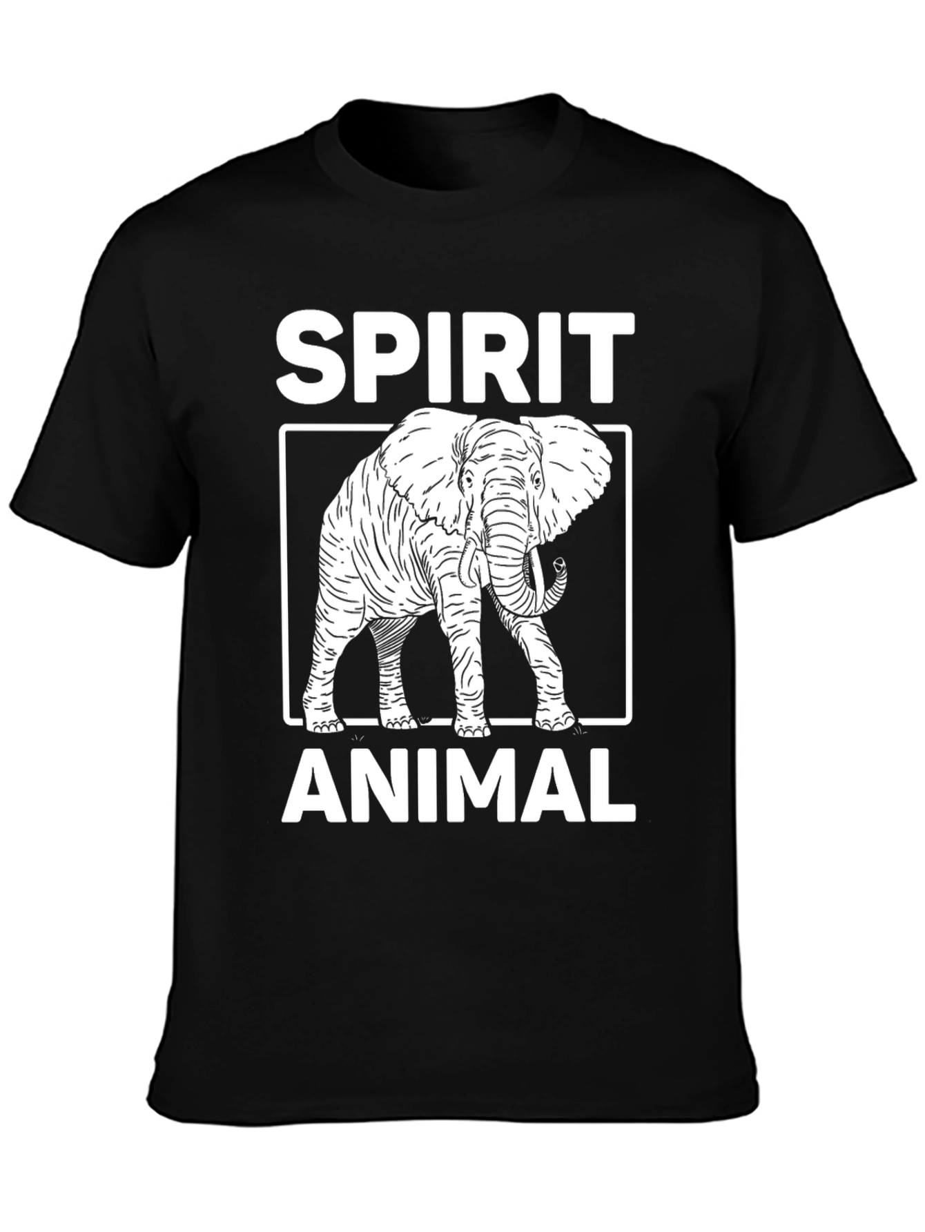 Spirit Animal Elephant Graphic Tee - Black Cotton Blend