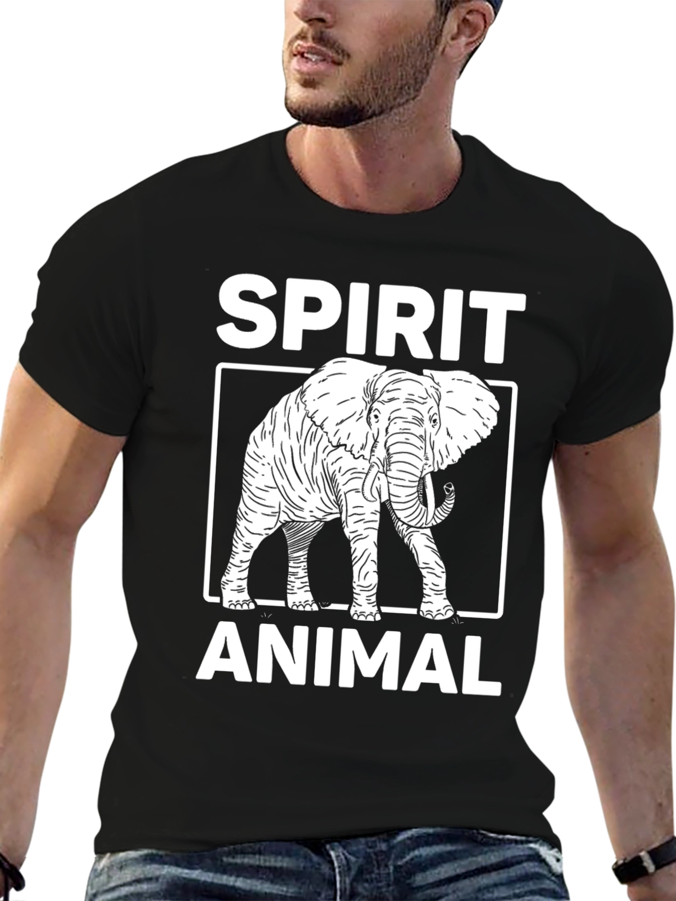 Spirit Animal Elephant Graphic Tee - Black Cotton Blend