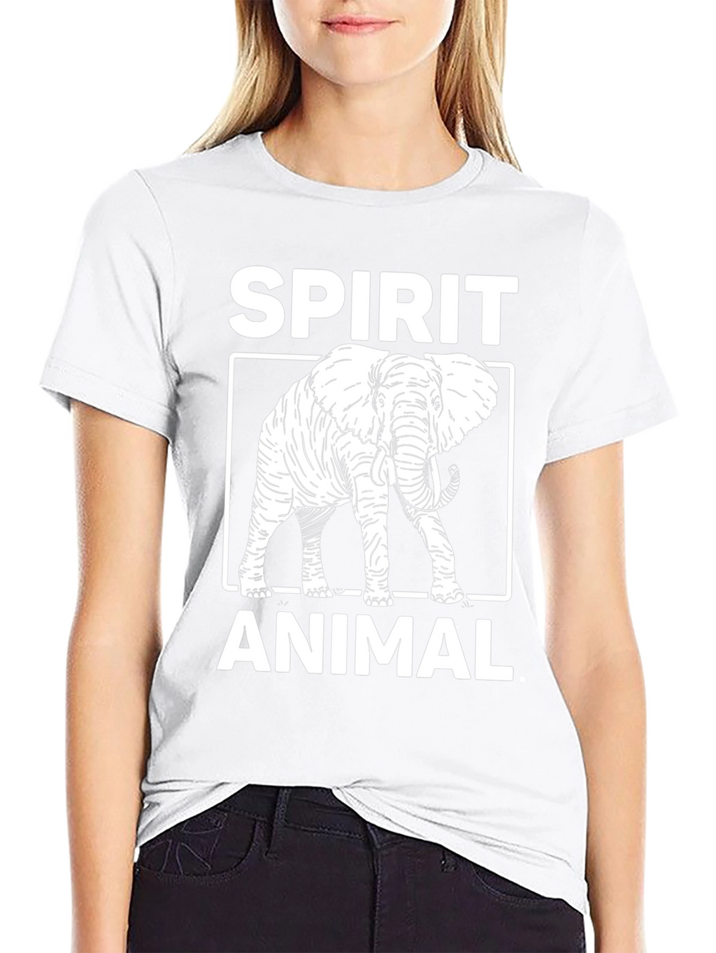 Spirit Animal Elephant Graphic Tee - Black Cotton Blend