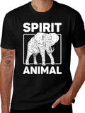 Spirit Animal Elephant Graphic Tee - Black Cotton Blend