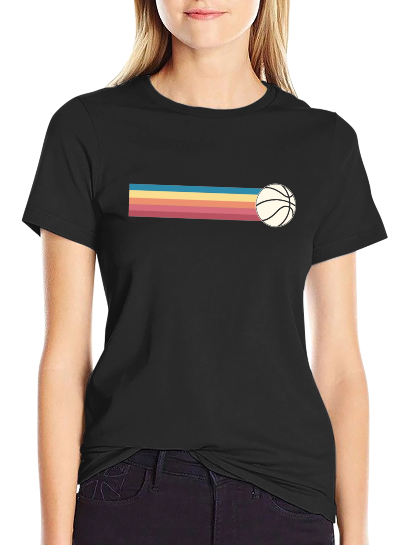 Retro Basketball Stripe T-Shirt - Vintage Style Tee