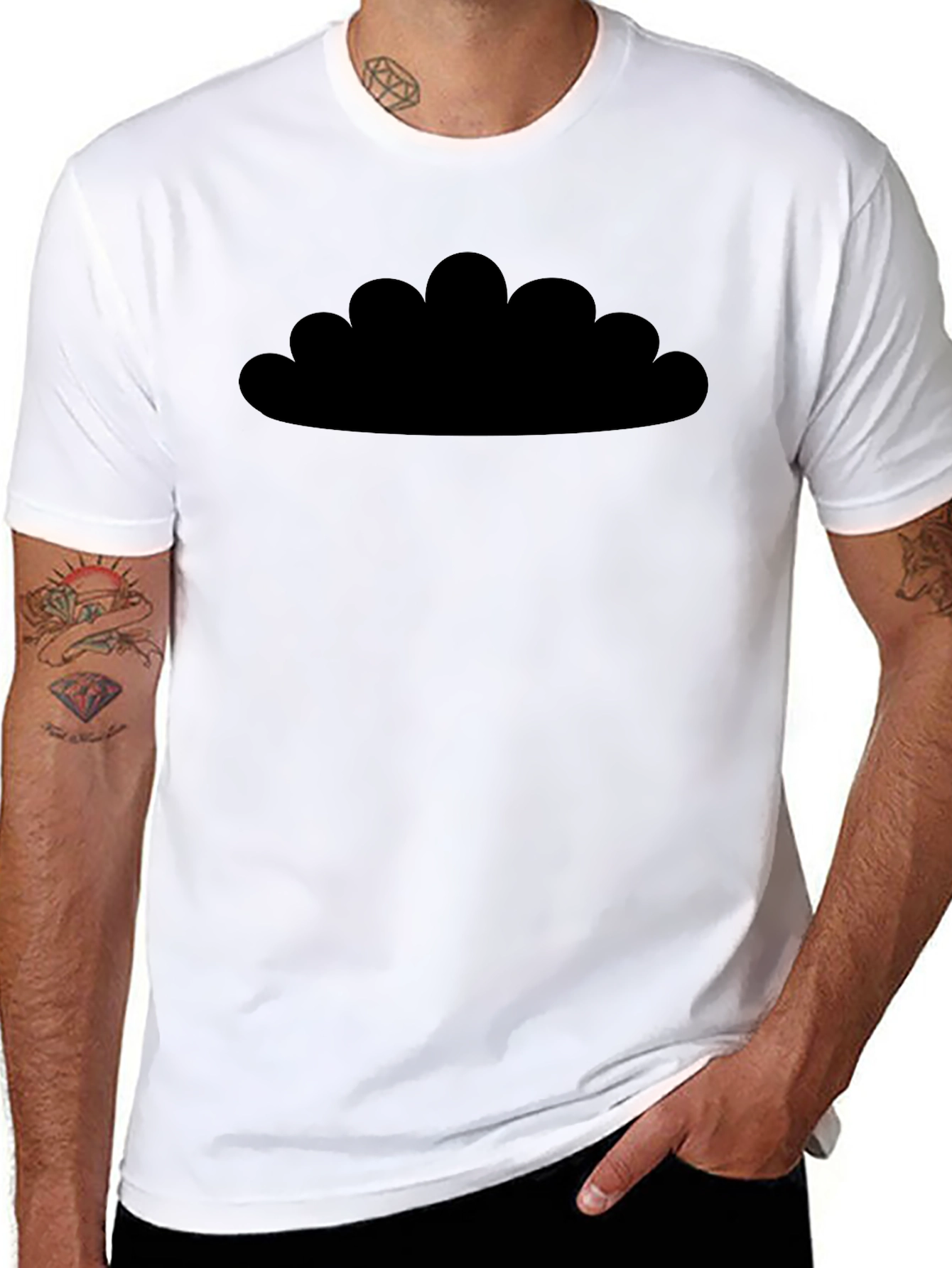 Mens Black T-Shirt - Cloud Silhouette Design
