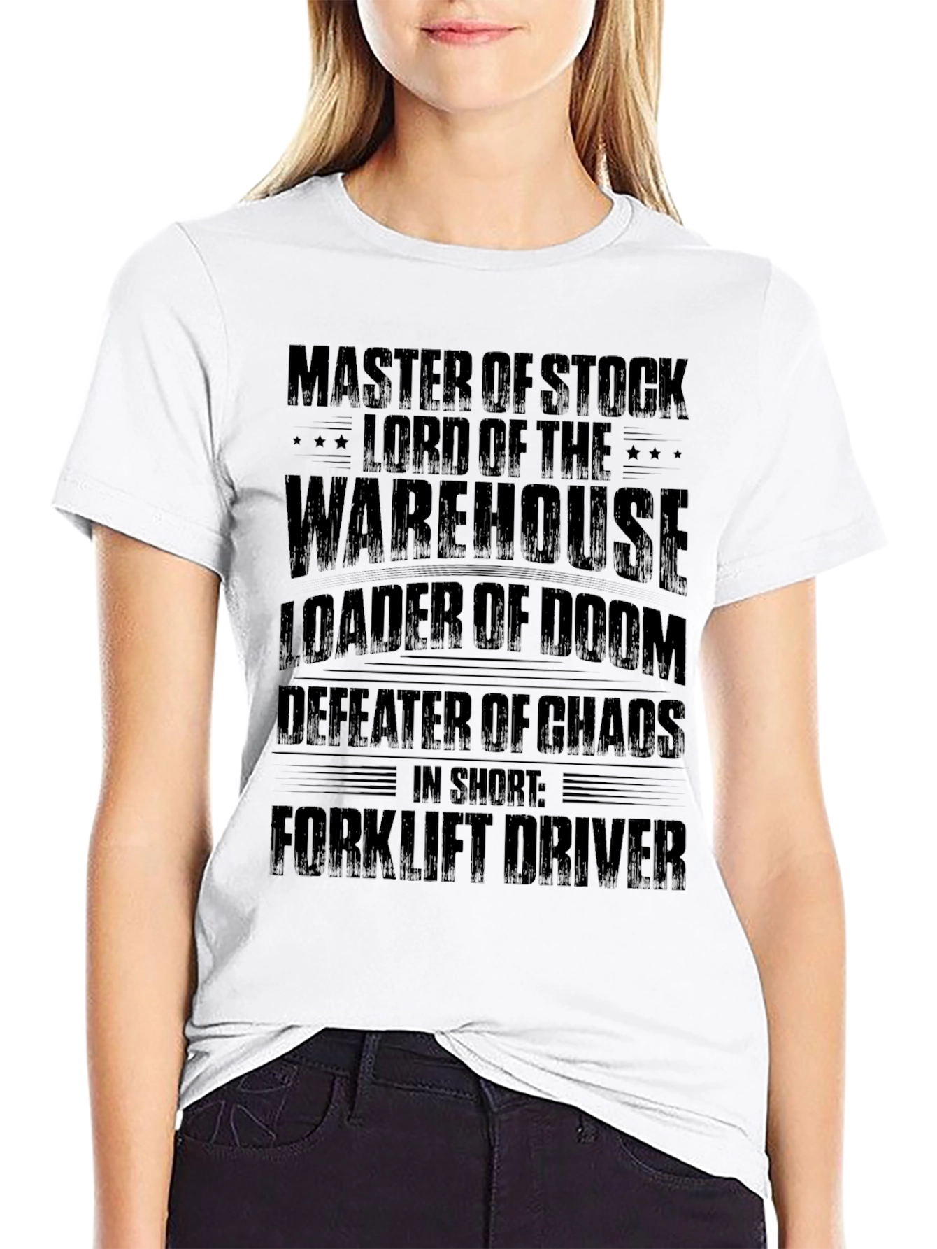 Master of Stock Forklift Driver Black T-Shirt