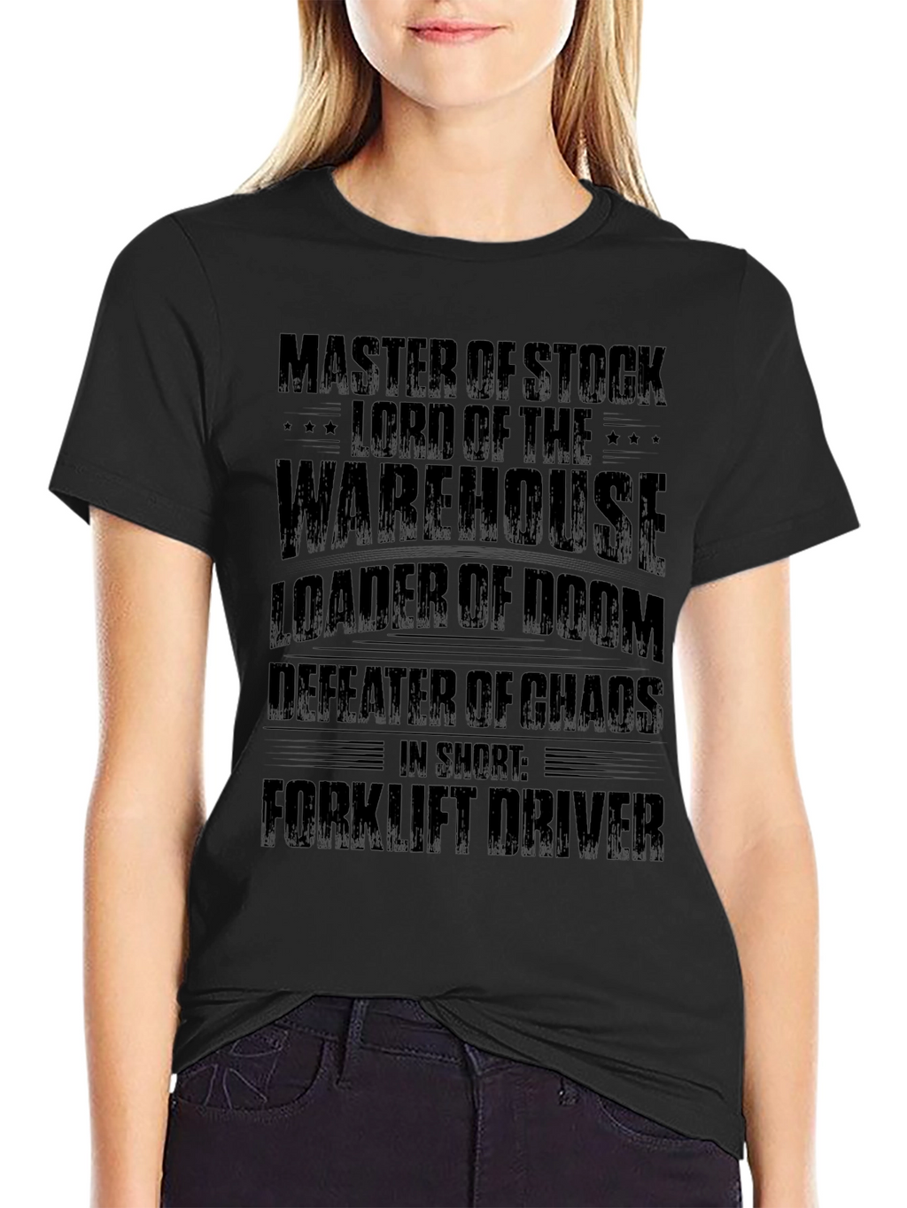 Master of Stock Forklift Driver Black T-Shirt