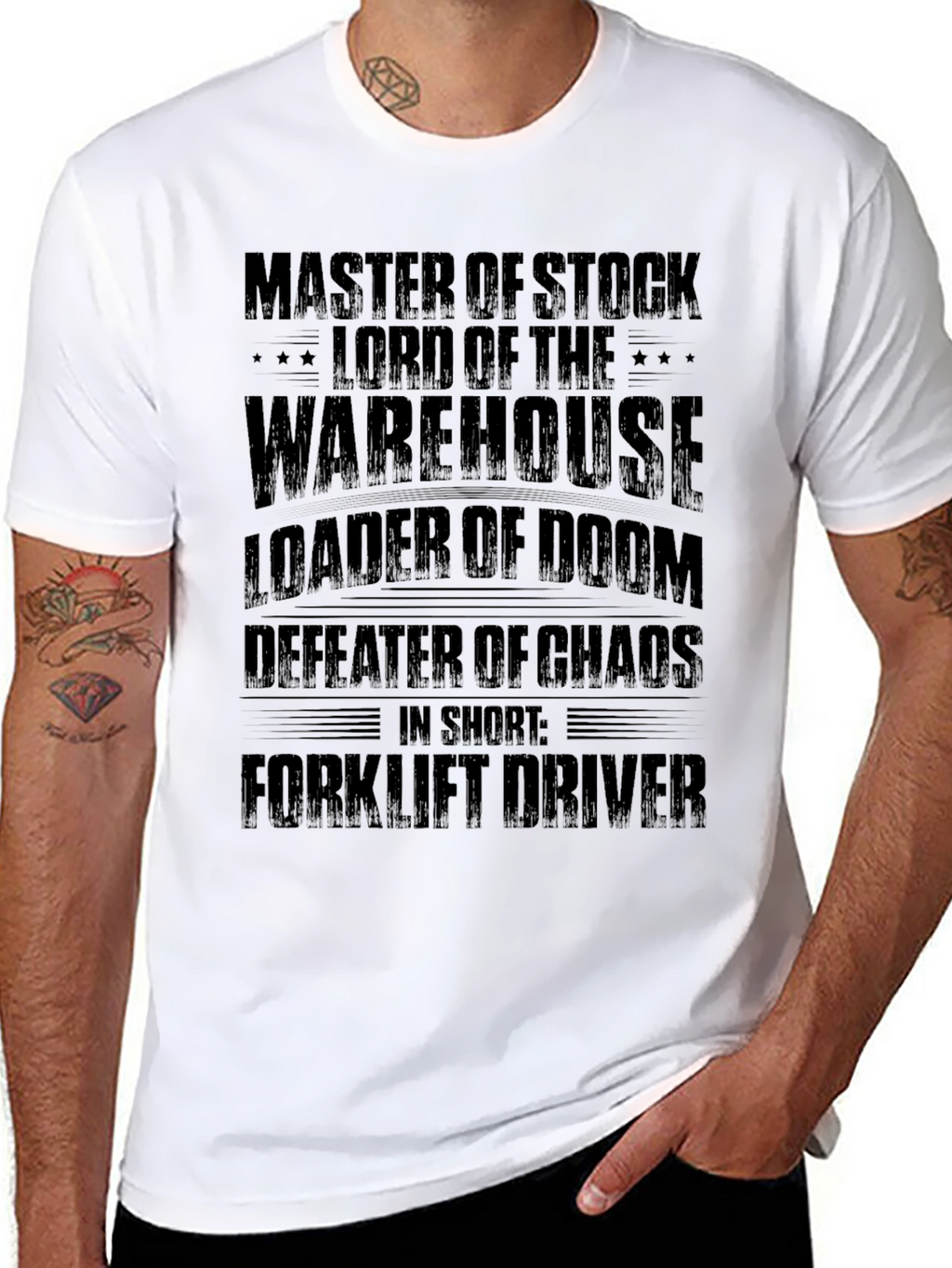 Master of Stock Forklift Driver Black T-Shirt